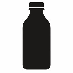 Black Silhouette Vector Illustration of a Juice Bottle