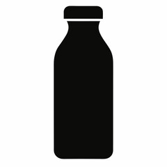 Black Silhouette Vector Illustration of a Juice Bottle