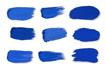 A set of blue brush strokes arranged in a row