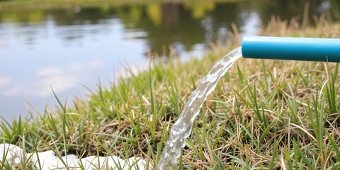 Water washed out of the aqueducts in the wheat fields where river water cannot reach, water for agriculture and irrigation.