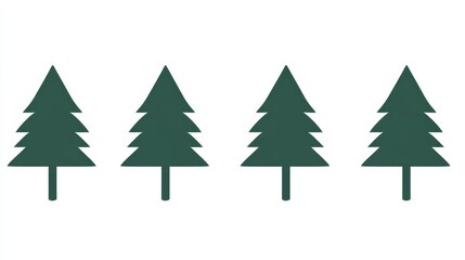 Four Green Pine Trees  Simple Christmas Icons  Nature Graphic