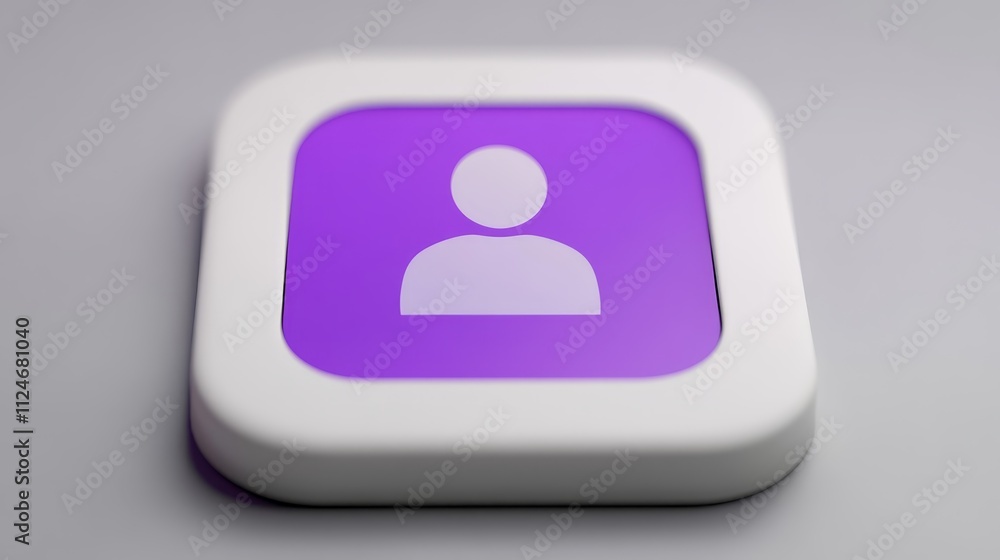 Poster purple user icon button d render profile avatar digital