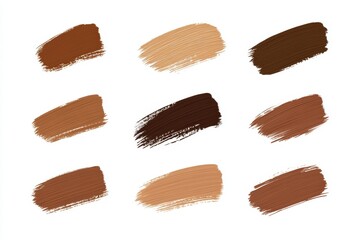 A row of brown makeup brushes with the top one being the darkest