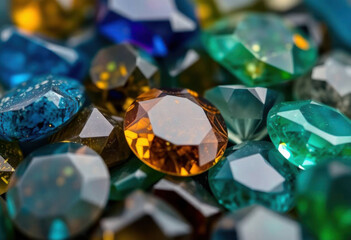 Close-Up Texture of Shiny Polished Gemstones
