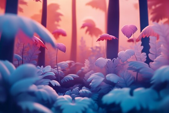 3D Forest background: Peaceful Green Overlay wallpaper illustration