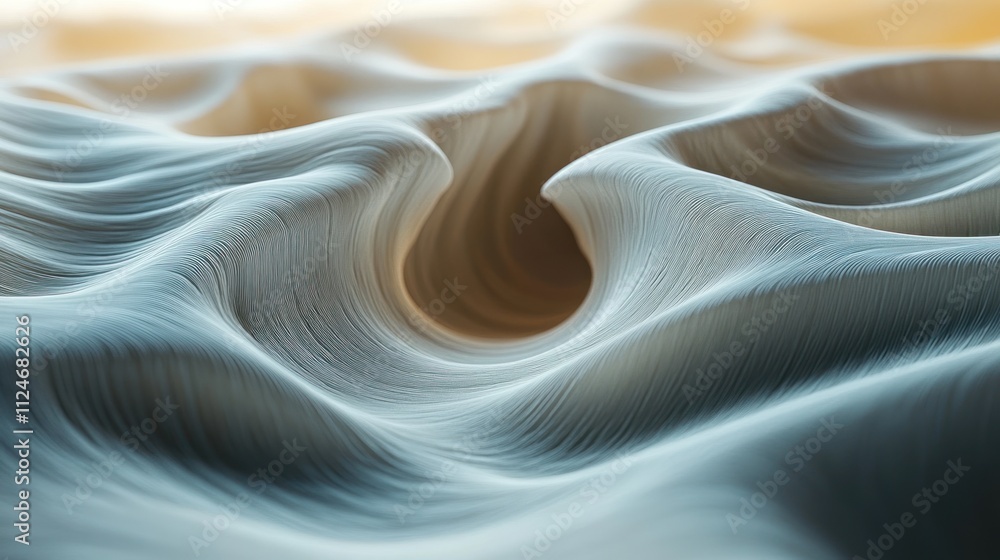 Poster abstract representation of flowing waves in a serene landscape.