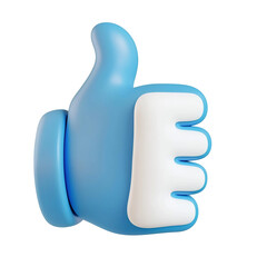 Fototapeta premium Blue and White Thumb Down Finger Icon in Clean,Minimalistic 3D Cartoon Style