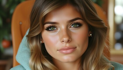 Pretty young woman in underwear at home