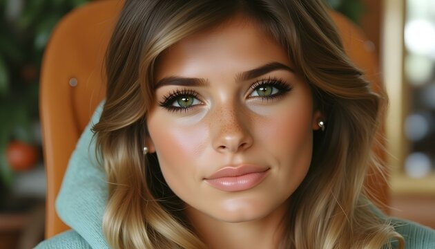 Pretty young woman in underwear at home