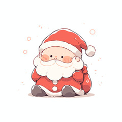 Adorable Santa Claus Illustration in Festive Red. Cute Santa Vector.