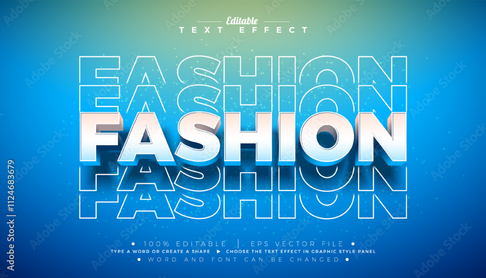 Poster fashion 3d text effect design. editable and scalable vector graphic style effect with multiplying le