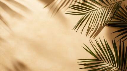 Obraz premium Palm Fronds Cast Shadows On Beige Background