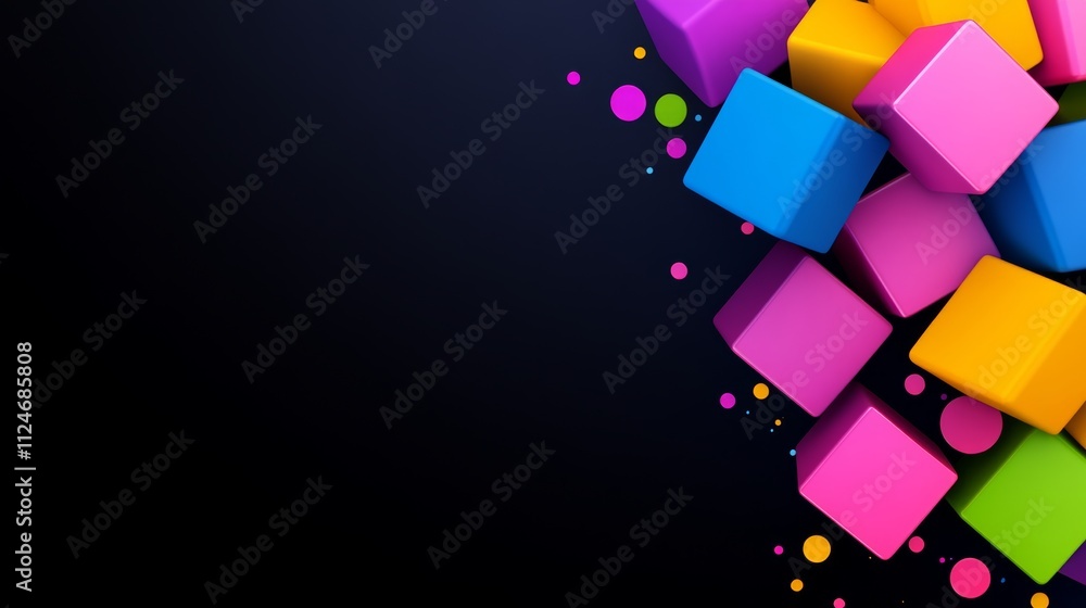 Poster colorful background with many different colored blocks. the blocks are arranged in a way that they l