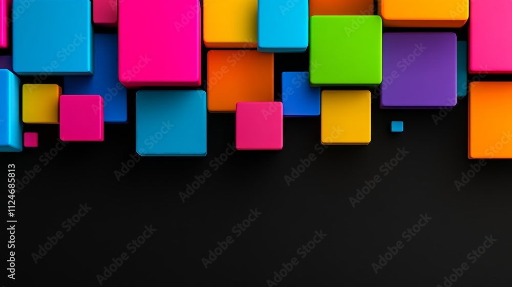 Poster colorful background with squares of different colors. the squares are arranged in a way that they lo