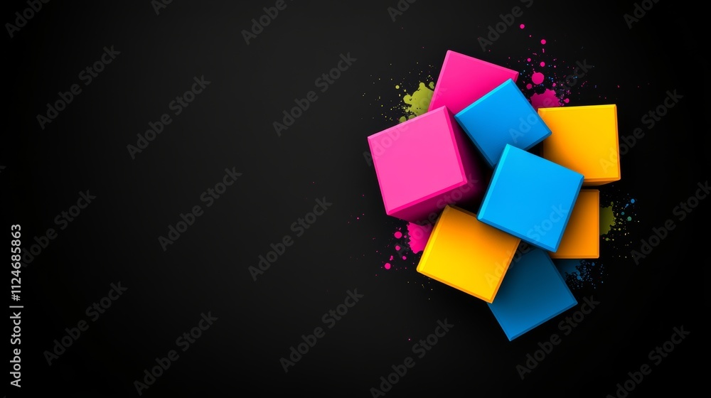 Poster colorful background with a bunch of blocks in different colors. the blocks are arranged in a way tha