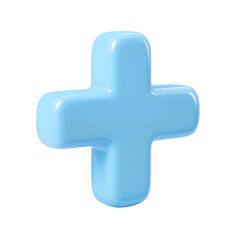 Obraz premium Blue Plus Icon - Clean Minimalistic 3D Cartoon Style