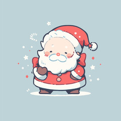 Cute Illustrated Santa Claus in Cartoon Style. Cute Santa Vector.