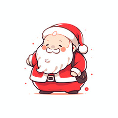 Cheerful Santa Claus Cartoon with Red Outfit and White Beard. Cute Santa Vector.
