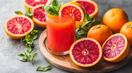 Refreshing Blood Orange Juice with Vibrant Color and Zesty Aroma