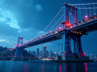 Fototapeta premium Double exposure illustration showing a steel infrastructure with an overlaid blueprint design ai generative image