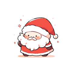 Adorable Chibi Santa Character in Festive Red and White. Cute Santa Vector.