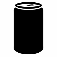 Black Silhouette Vector Illustration of a Soda Can
