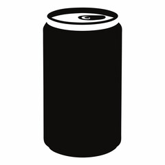 Black Silhouette Vector Illustration of a Soda Can