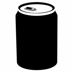 Black Silhouette Vector Illustration of a Soda Can