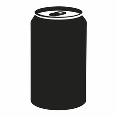 Black Silhouette Vector Illustration of a Soda Can