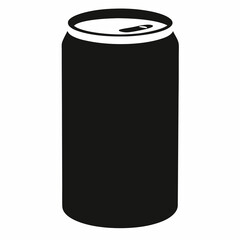 Black Silhouette Vector Illustration of a Soda Can