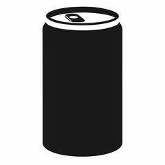 Black Silhouette Vector Illustration of a Soda Can