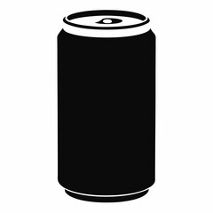 Black Silhouette Vector Illustration of a Soda Can