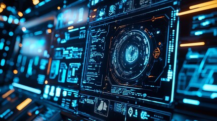 Futuristic Interface with Advanced Network Security and Digital Protection Features