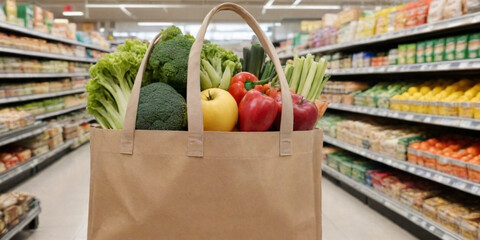 colorful fresh vegetables, shopping basket, broccoli, tomatoes, lemons, peppers, farmers market produce, vibrant colors, healthy food, organic ingredients, rustic wooden background, close-up shot, hig