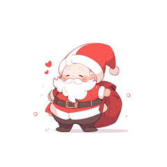 Cheerful Santa Claus Cartoon with Red Hat and Gifts. Cute Santa Vector.