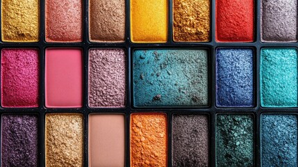 Fototapeta premium Vibrant Eyeshadow Palette: A Colorful Collection of Makeup Shades