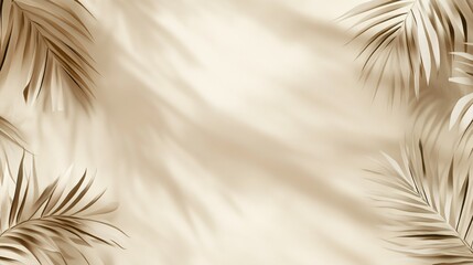 Obraz premium Beige Background with Palm Leaf Shadows and Fronds