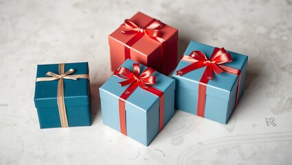 Fototapeta premium Beautiful gift box with ribbon, festival background