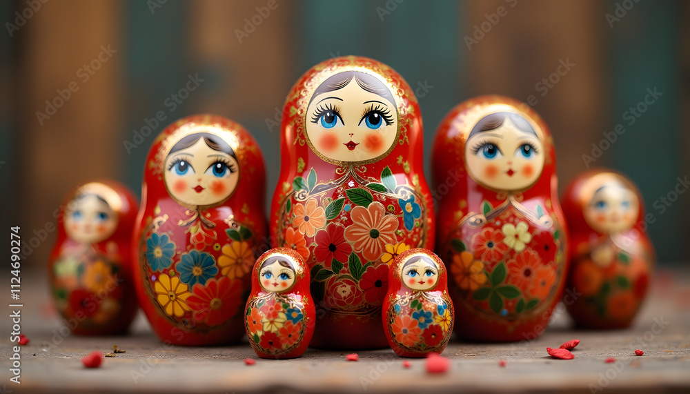 Wall mural Famous Russian matryoshka dolls