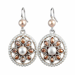 A stunning set of earrings displayed on a white background