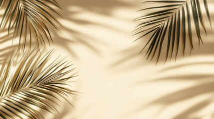 Obraz premium Palm Leaf Shadows on Beige Background