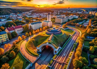 Obraz premium Aerial View of the Underground Passage in Mogilev, Belarus: A Unique Architectural Feature Showcasing Urban Design and Infrastructure with Intricate Patterns and Textures