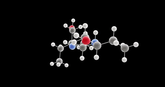 Ethambutol molecule, rotating 3D model of antituberculosis agents, looped video on a black background