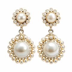 A stunning set of earrings displayed on a white background
