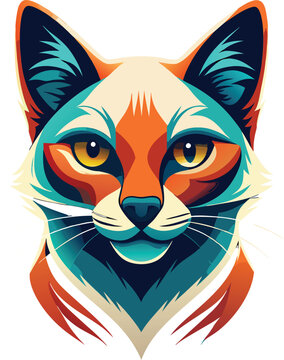 Dibuja un logo de la cabeza de un gato vector illustration flat 