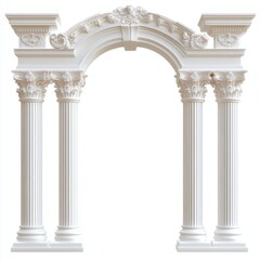 Fototapeta premium Ancient Greek architecture isolated on white, showcasing cultural heritage, classical design, and historical significance for education, art, and tourism.