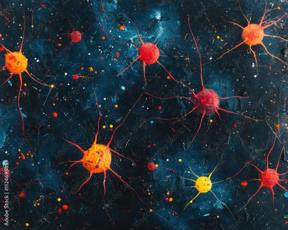Poster artistic visualization neurons reshaping during focused activities, illustrating habit formation and