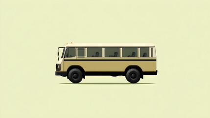 A simple flat design of a bus, with no windows or passengers, just the basic shape and wheels. Flat bus design.