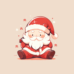 Adorable Chibi Santa Claus in Minimalist Cartoon Style. Cute Santa Vector.