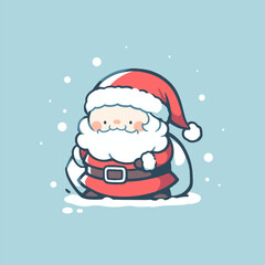 Adorable Cartoon Santa in Snowy Holiday Scene. Cute Santa Vector.